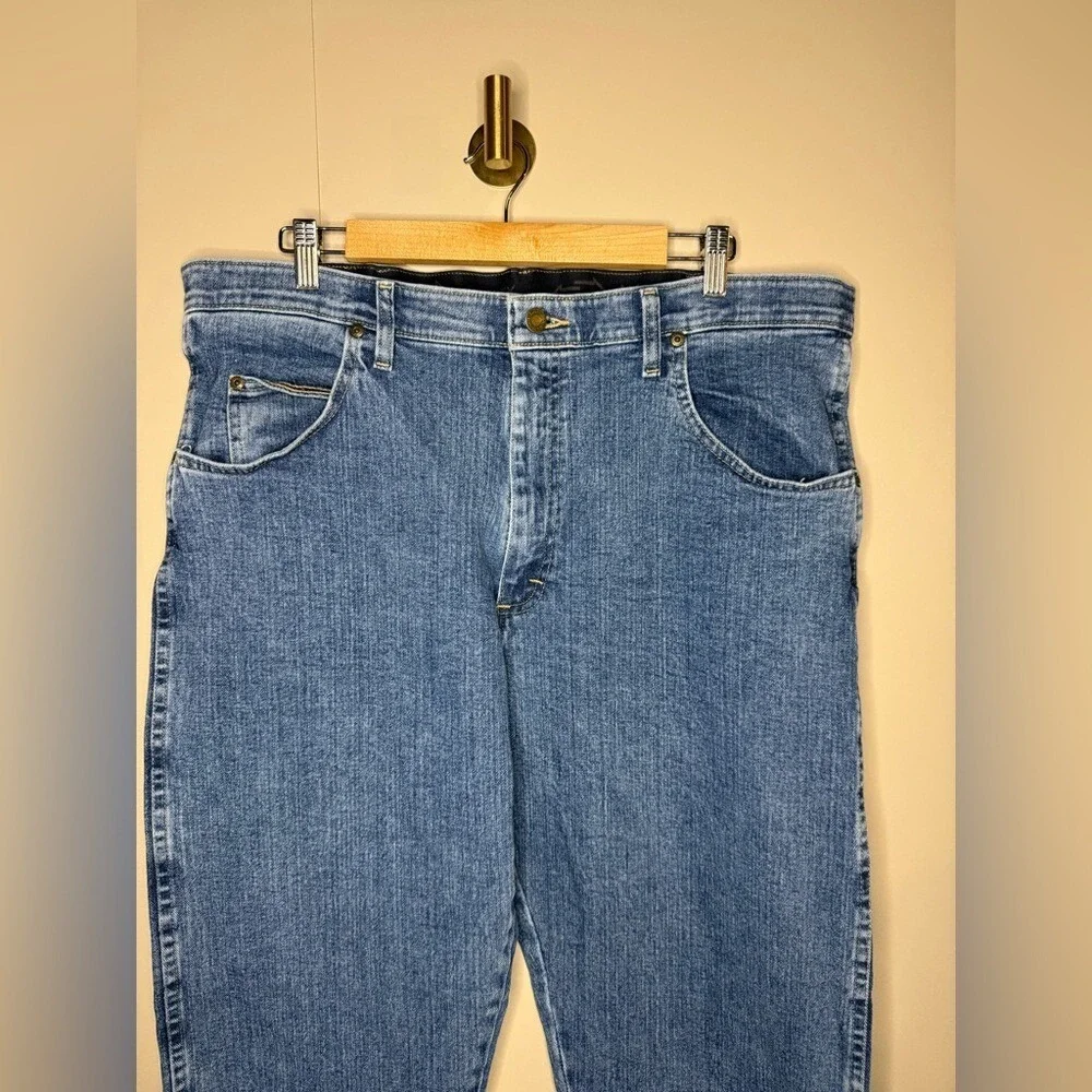 Wrangler Flex Comfort Straight Leg Jeans 38x30‎ Blue Stretch Denim Mens